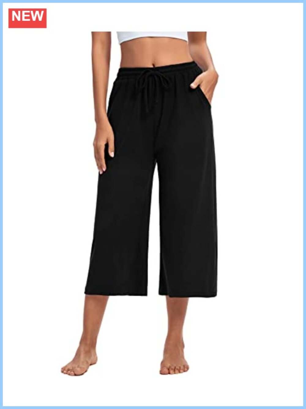 ASIMOON Womens Capri Yoga Pants Wide Leg Drawstring Lounge Pants Comfy Workout